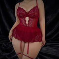 Crimson Charm - Plus Size Seductive Lace Sexy Teddy