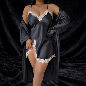 Sexy Satin Nightgown with Matching Robe